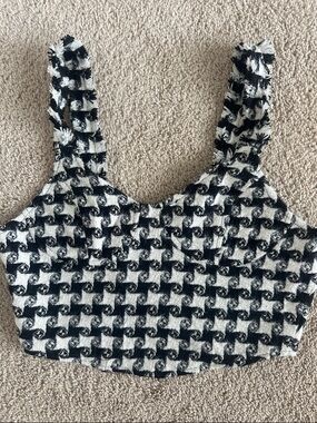 Cider NWT Black & White Textured Backzip Tank Top